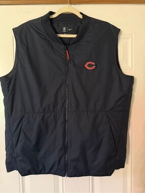Nike Navy Chicago Bears Sleeveless Puffer Vest with Orange Accent